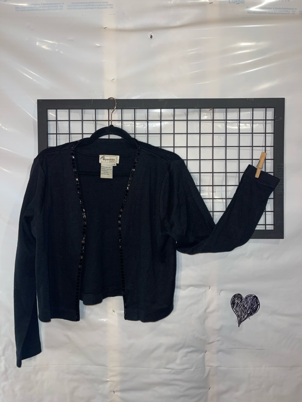 SPANNER Short Wool Blend Cardigan with Beaded Trim